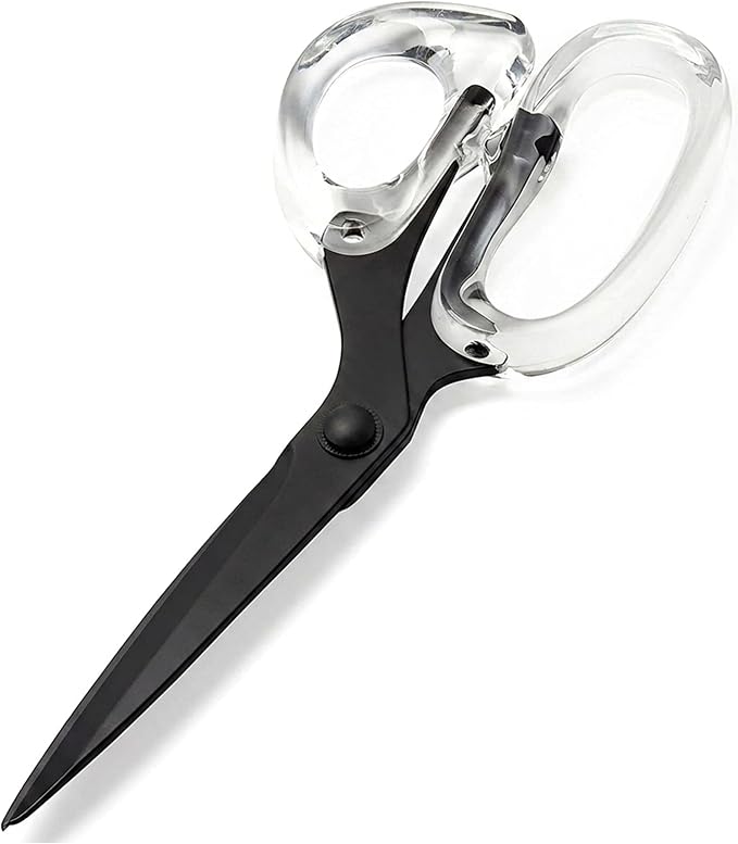9” Stainless Steel Acrylic Scissors, Matt Black | Aesthetic and sharp all purpose scissors, Perfect for sewing, arts, and crafts, Stationery tools for office, and school