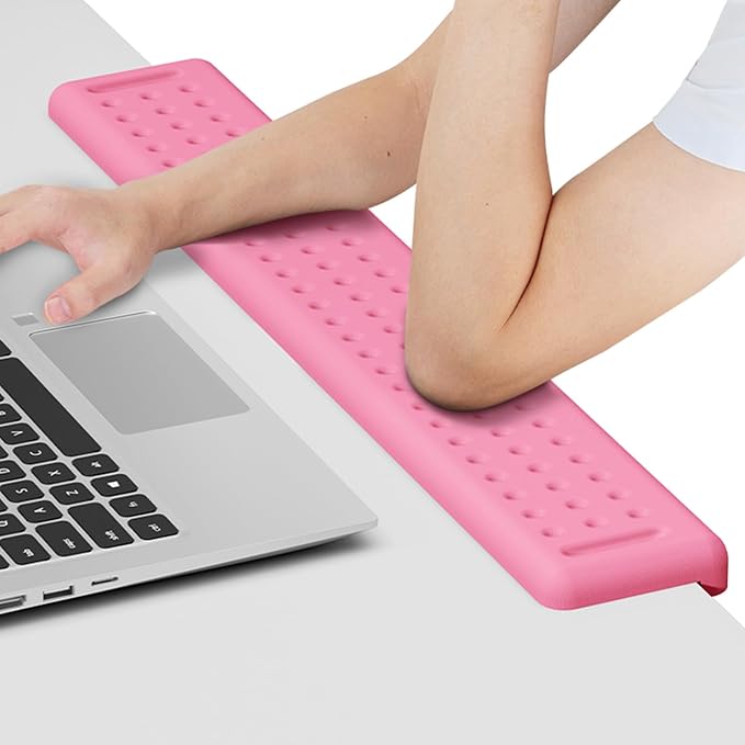 Leolee L-Shaped Desk Long Wrist Rest Elbow 60CM, Pink Arm Rest for Desk | Memory Foam, Non-Slip Base, Ergonomic Desk Edge Cushion, Wrist Support for Computer Keyboard, Typing, Office, Home