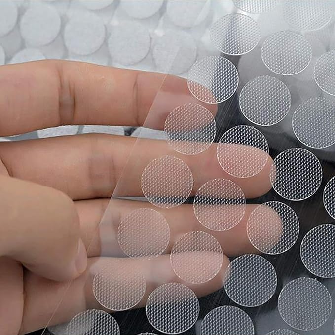 Self Adhesive Dots, Strong Adhesive 1000pcs (500 Pairs) 0.59" Diameter Sticky Nylon Dots, Hook & Loop Dots with Waterproof Sticky Glue Tapes, Suitable for Classroom, Office, Home (Translucent)