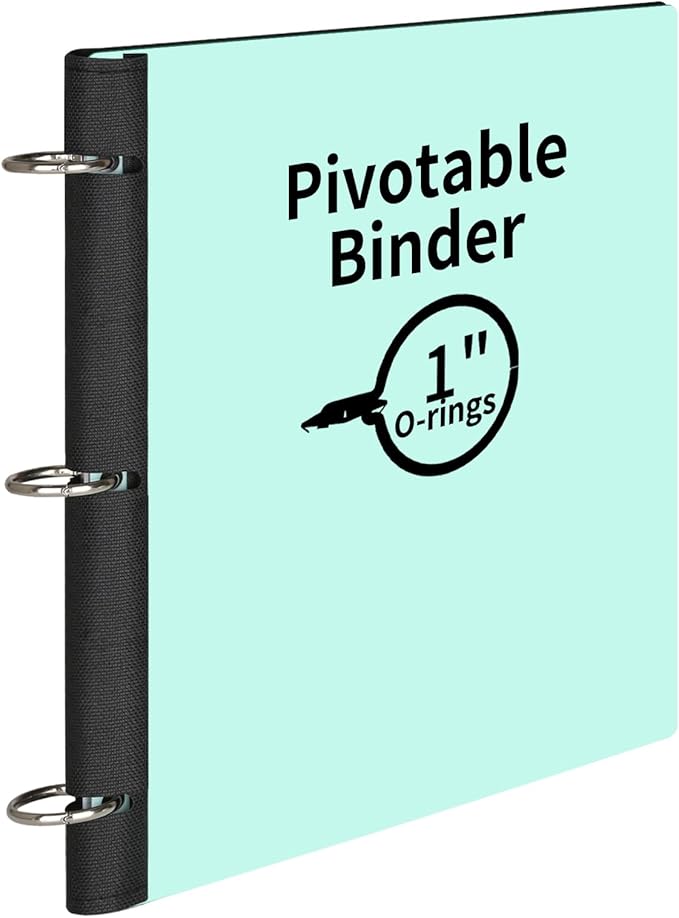 360° Pivotable 3 Ring Binder, Soft 1 inch Binders 3 Ring, Flexible Thin Soft Three Ring Binder Fits 8.5" x 11", for Home, School and Office-Green