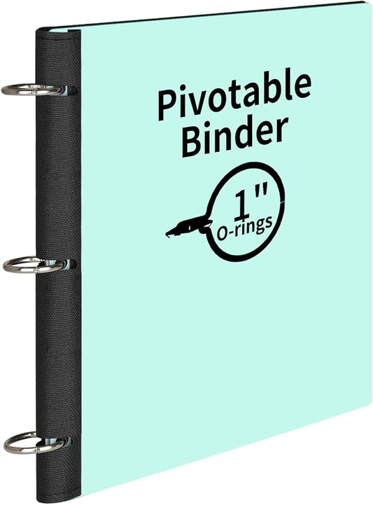 360° Pivotable 3 Ring Binder, Soft 1 inch Binders 3 Ring, Flexible Thin Soft Three Ring Binder Fits 8.5" x 11", for Home, School and Office-Green