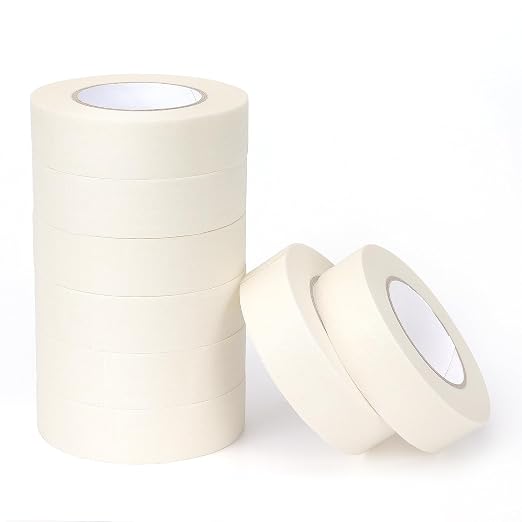 LONGKEY White Masking Tape 8 Rolls, 0.7 Inch x 20 Yards | Premium Quality, Multi-Purpose, Painters Tape for Home, Office & DIY Projects