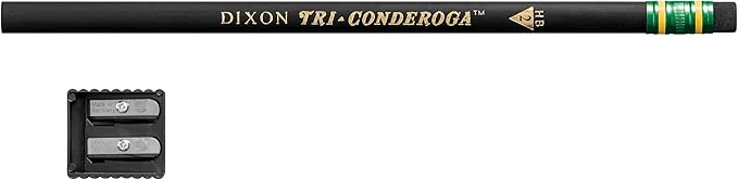 Ticonderoga Tri-Conderoga Triangular Pencils, Wood-Cased #2, Sharpener, Soft Touch Comfort Barrel, Black, (22500) (Pack of 6, 72 Count Total)