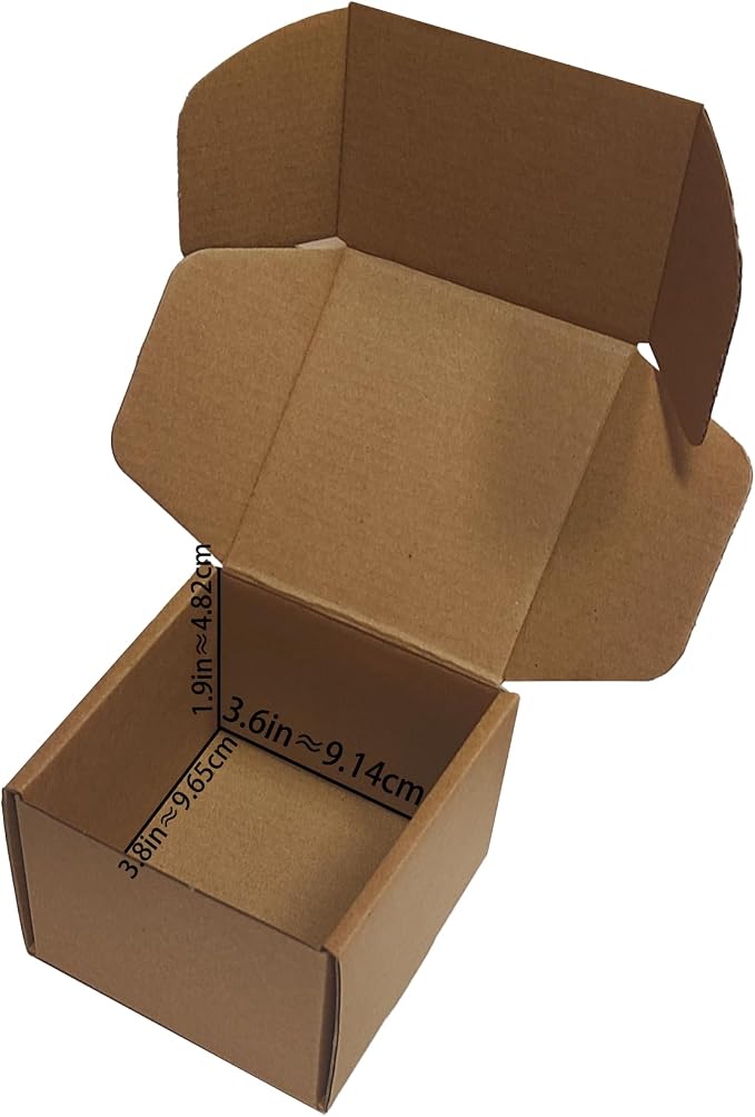 4x4x3 inch Shipping Boxes Pack of 25, Brown Corrugated Cardboard Mailer Box | Tuck Top, Easy Assembly, DIY Cardboard, Recyclable Mailer Boxes for Packaging Small Business and Book Literature Gift Giving