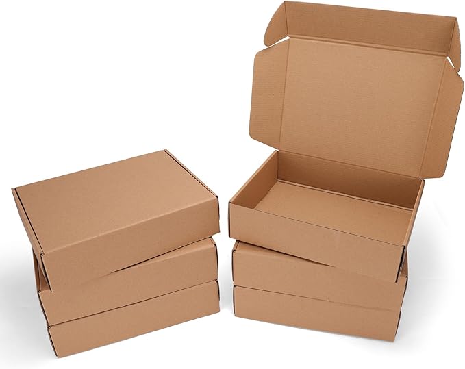 12x9x3 inch Shipping Boxes Set of 6 Brown, Inner Size 11.6x8.6x2.6 inch Cardboard Box Mailers for Small Business Packaging Mailing or Gift Wrapping Giving