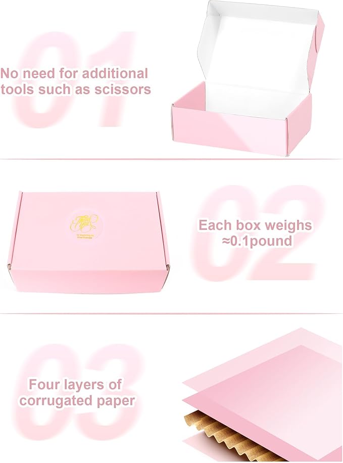 6x4x2 Inch Pink Shipping Boxes, 50 Pack Small Cardboard Box, Mailer Packaging Boxes for Shipping & Storage