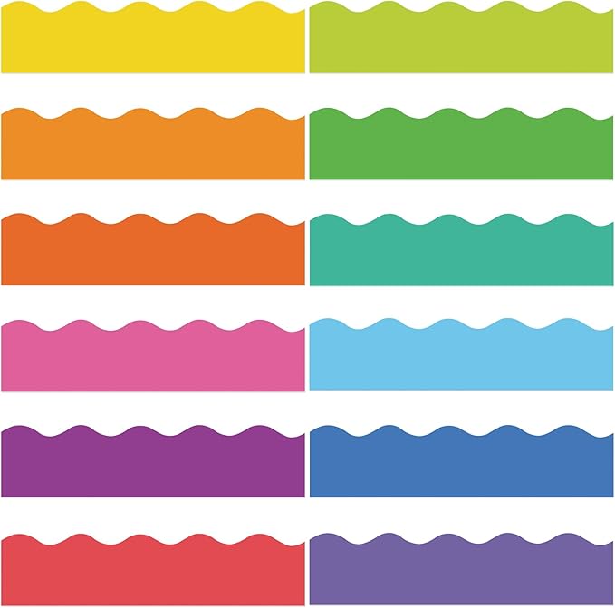 Containlol 236ft Rainbow Color Bulletin Board Decoration, Spring Rainbow Classroom Bulletin Board Borders, Bright Scalloped Trim for School Office Poster Chalkboard Whiteboard Wall Decor