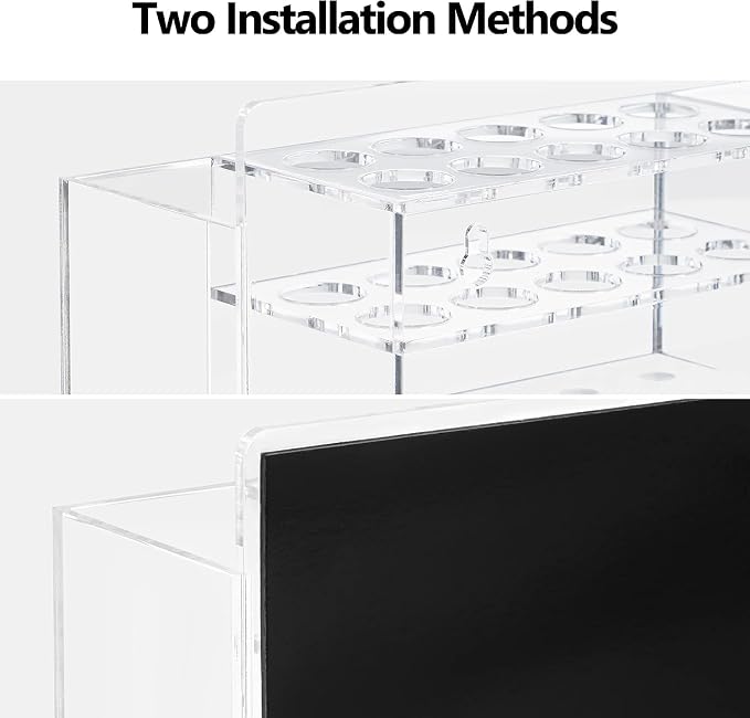 HBlife Acrylic Magnetic Dry Erase Marker Holder for Whiteboard, Wall Mount 10 Slots Magnet Pen Pencil Holder for Fridge Refrigerator, Locker Organizer Accessories for School Classroom Office, Clear