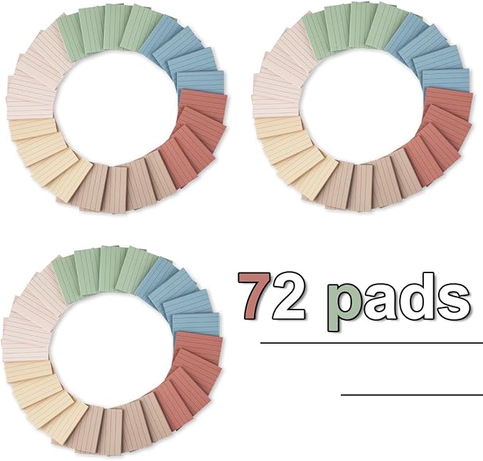 (72 Pack) Lined Sticky Notes 3x3 in,Vintage Notepads with Lines | Ruled Stickies,Super Sticking Power,Office School Memo Note Pads,Post on Windows Doors,Recyclable,Easy to Write on