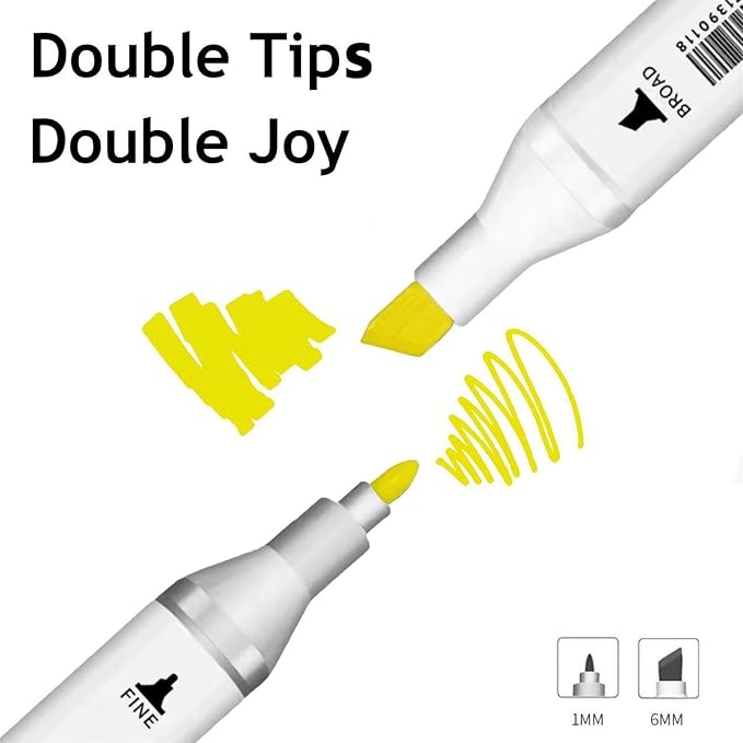Arhomet 6 Colors Yellow Alcohol Markers Set, Dual Tips Art Markers Drawing Sketched Double Tipped for Adults(Yellow)
