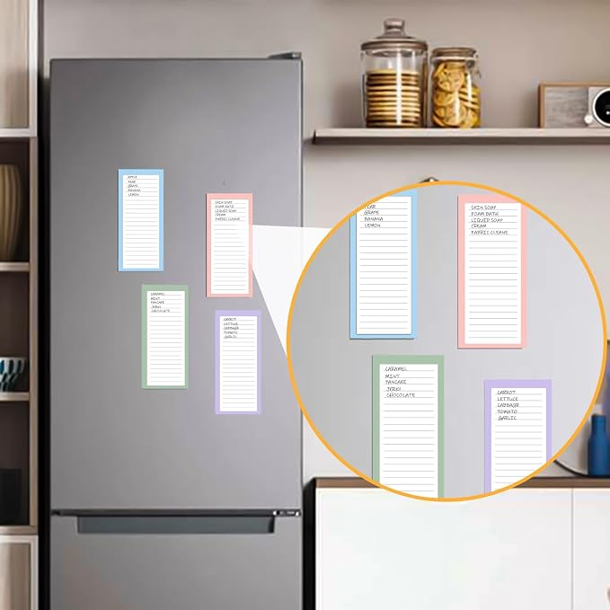 4 Pack Magnetic Notepads for Refrigerator,Grocery List Large Magnet Pad for Fridge,Full Magnet Design Magnetic Memo Pads for Grocery List, Shopping List (Simple style, 4 Pack)