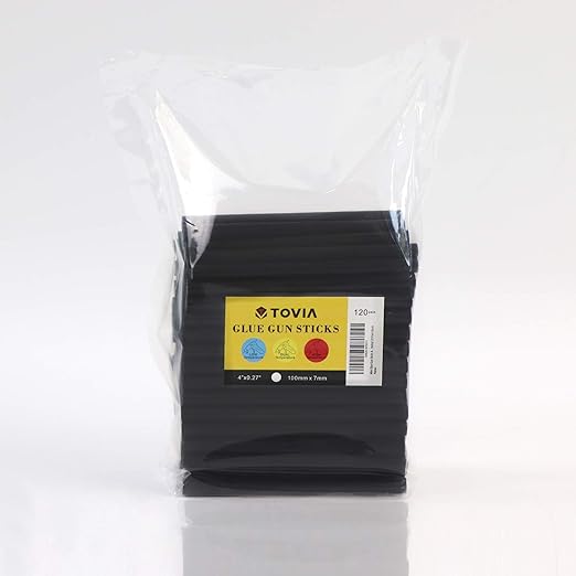 Black Hot Glue Sticks 4" Long 0.27" Dia, Mini Size Glue Sticks for Glue Gun, Dual Temp All Purpose Craft Adhesive, 120-Pack