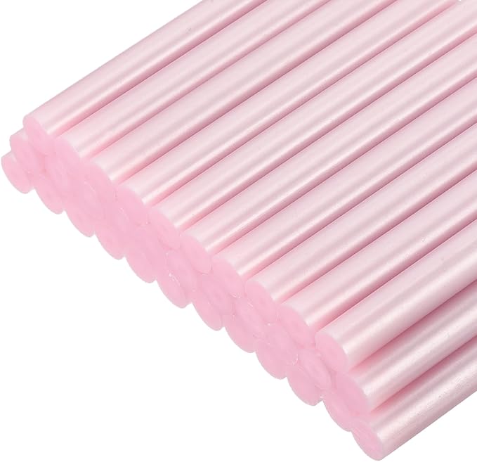 uxcell 30pcs Mini Hot Glue Gun Sticks 4-inch x 0.43-inch High Sticky Large Hot Glue Sticks for Glue Gun, Metallic Pink