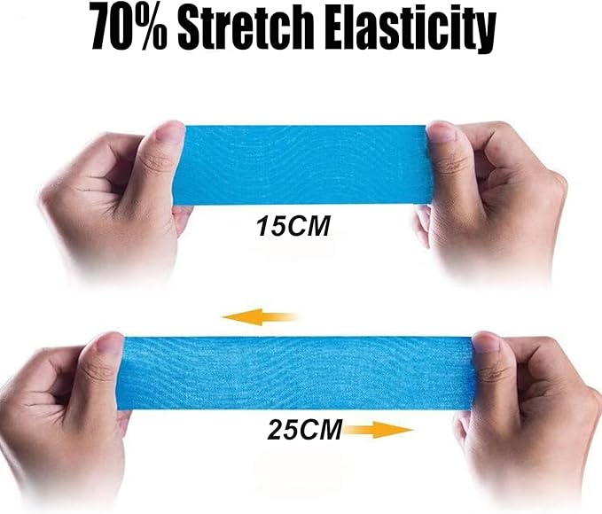 Kinesiology Tape Pro (120 Precut Strips,2 * 6 inch,6 Yard) Waterproof Breathable Athletic Elastic Muscles & Joints Pain Relief Taping for Gym Fitness Running Tennis Swimming Football(Mix 6M)