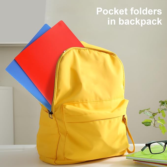 Plastic Folders with Pockets, 2 Pocket Folders Fit Letter Size Paper, Heavy Duty Paper File Folder with Business Card Holder for School Office Home Business (12 Pack, Assorted Colors) | Heavy Duty, Paper, File Folder, Business Card Holder, for School, ...