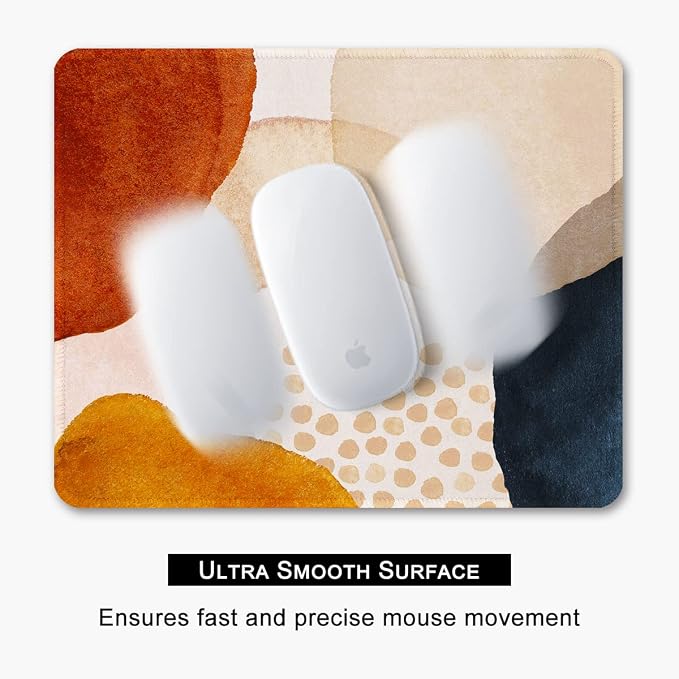 BOSOBO Mouse Pad, Square Anti-Slip Rubber Gaming Mousepad, Premium-Textured & Waterproof Mouse Mat with Stitched Edges, Cute Office Mouse Pads for Women Men Laptop, 10" x 8", Abstract Art Stones