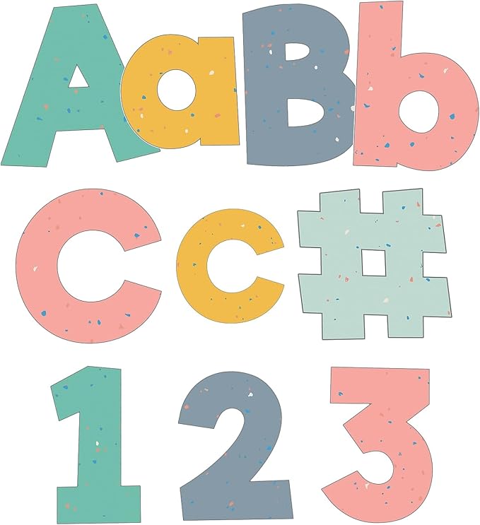 Carson Dellosa 219-Piece We Belong Cutout Letters, 4" Pastel Upper and Lowercase Alphabet, Numbers, Punctuation, and Symbols for Bulletin Board, Posterboard, Party, and Classroom Decor