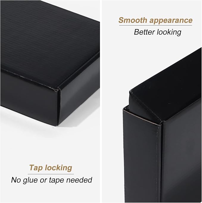 ZBEIVAN 9x6x2 Black Small Shipping Boxes, 20 Packs Corrugated Cardboard Mailer Boxes for Packaging Small Business Mailing Gifts Wrap Boxes with Lids