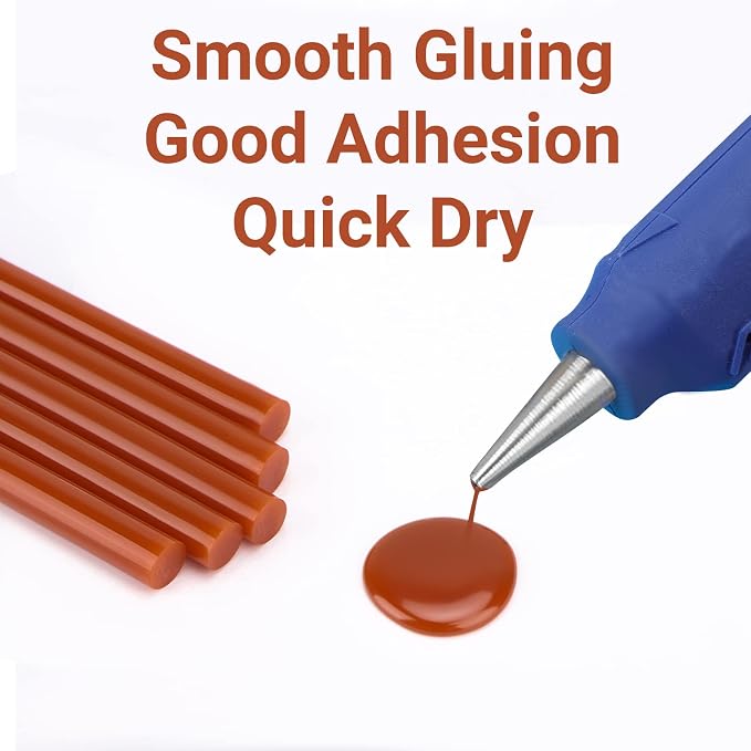 Mini Hot Glue Sticks Bulk Brown, 36 Pack Small Glue Sticks Bulk for Crafting, Christmas Decoration, Art, DIY, 4" Long x 0.27" Dia