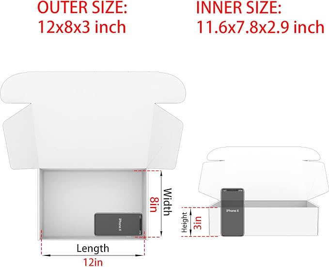 Black Shipping Boxes for Small Business Pack of 20-12x8x3 inches Cardboard Corrugated Mailer Boxes for Shipping Packaging Craft Gifts Giving Products