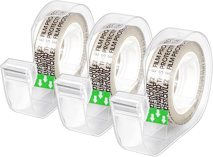 Amazon Basics Double Sided Permanent Tape with Dispenser, Narrow Width, 1/2 x 252 inches, Translucent, 3-Pack
