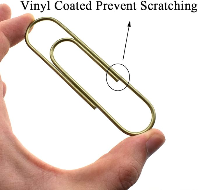 HAHIYO Paperclips 4 inch (100mm) Extra Large Paper Clips Sturdy Bright Brown Vinyl Coated Prevent Scratching Tearing The Pages for Bookmark Organize Home Office School 14 Pack