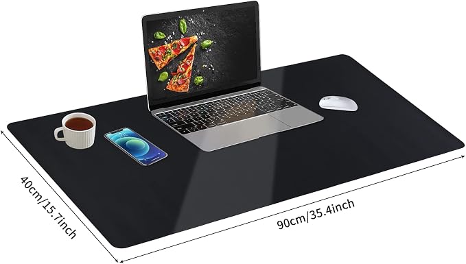 Bloss Leather Desk Pad, Non-Slip Desk Mat, Waterproof Large Mouse Pad, Mouse Mat, Computer Mat for Desk Easy Clean for Office/Home(Black, 35.4" x 15.7")