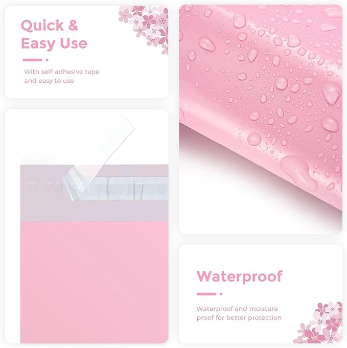 Metronic Poly Mailers 24x24 300 Pack, Self Seal Large Shipping Bags for Clothing, Waterproof Shipping Envelopes for Small Businesses, Flexible Mailers Poly Bags Plastic Bags Packages Bags Light Pink