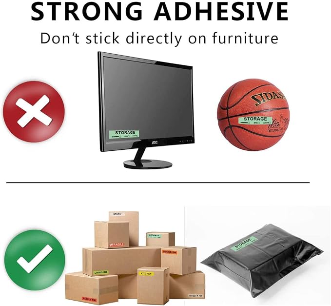 24-Roll 1440 PCS Moving Label for Box, 1×4.5 Color-Coded Sticker | 24-Pre-Printed Stickers, with Heavy/Fragile/2 Blank Customizable Labels, For Moving/Packing/Organizing, Avoid Rough Surfaces