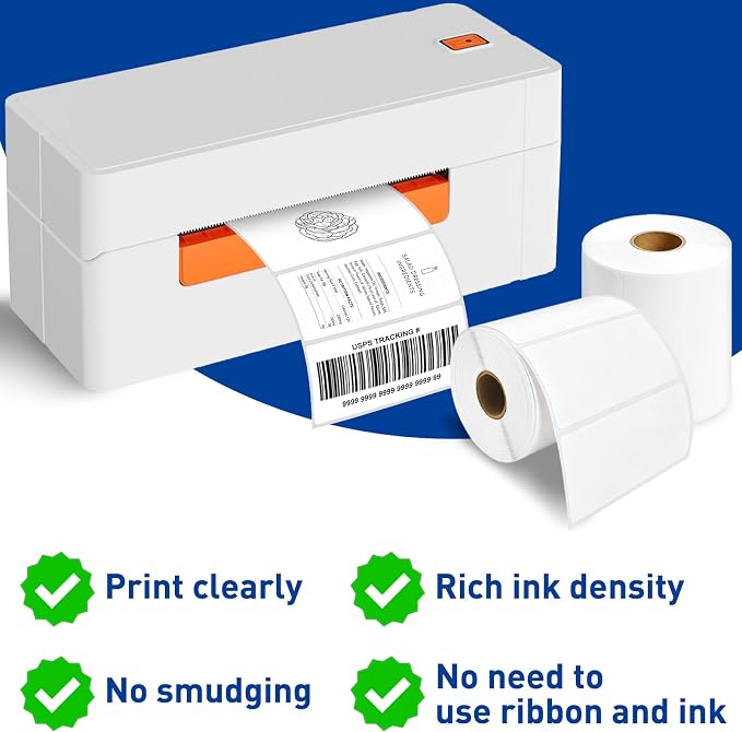 ESSENTIAL 4" x 2" White Direct Thermal Labels for Barcodes, Address | Permanent Adhesive, Shipping Labels, Compatible with Zebra, Rollo and Other Desktop Printers, 750 Labels of Roll, 12 Rolls