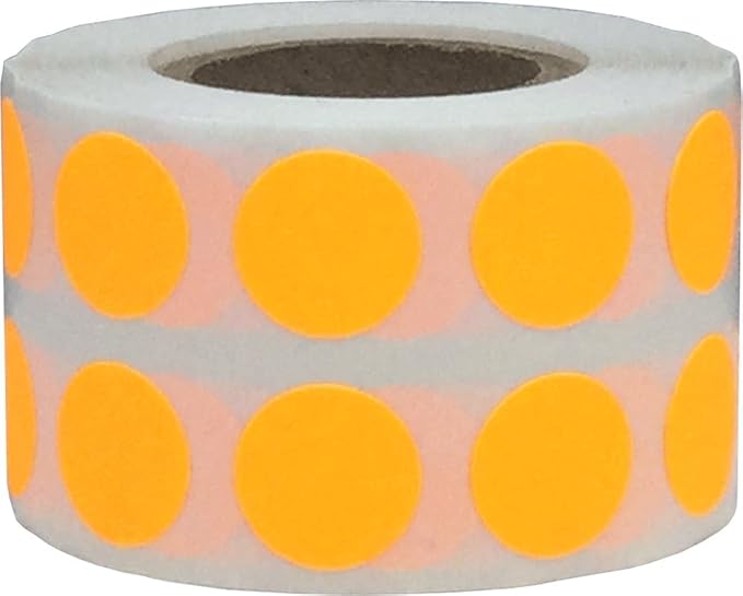 Fluorescent Orange Circle Dot Stickers, 1/2" Inch, 1000 Labels per Roll - Ideal for Organizing, Decorating, Labeling, and Crafting in Homes, Schools, and Offices