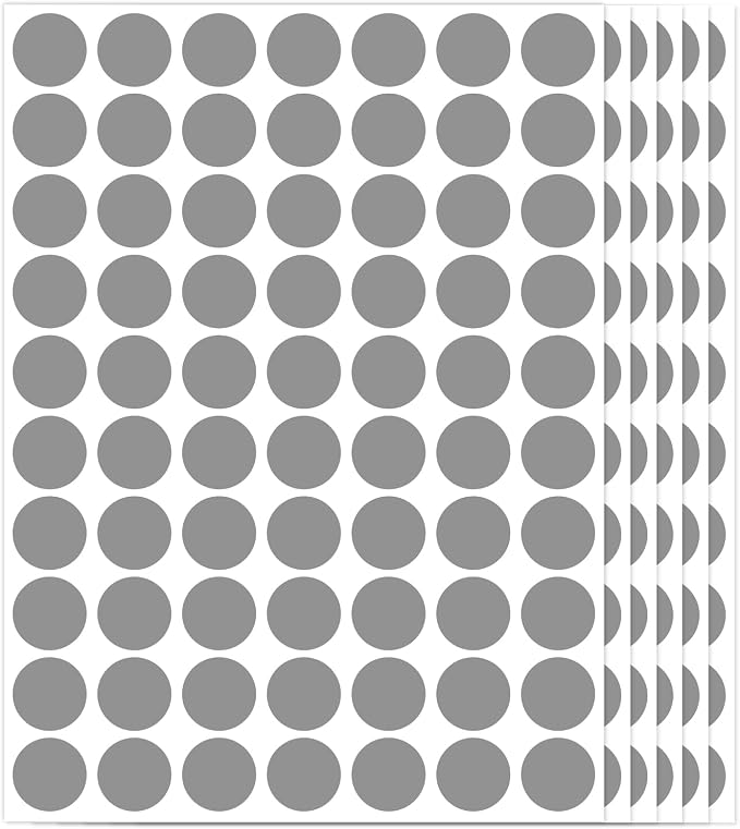 1400 PCS Gray Circle Dot Stickers 3/4" Round Coding Label | Used for manual labor in kindergartens, garage yard price sales, organizing activity color groups,marking spice bottles