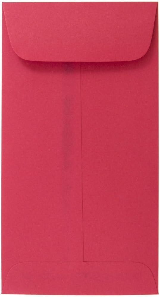 JAM PAPER #7 Coin Business Colored Envelopes - 3 1/2 x 6 1/2 - Red Recycled - 50/Pack