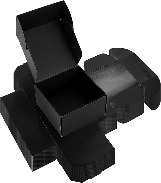 Rempry 7x7x4 Inches Black Shipping Boxes Pack of 30, Cardboard Corrugated Mailer Boxes for Packaging Small Business, Small Gift Boxes for Mailing Present
