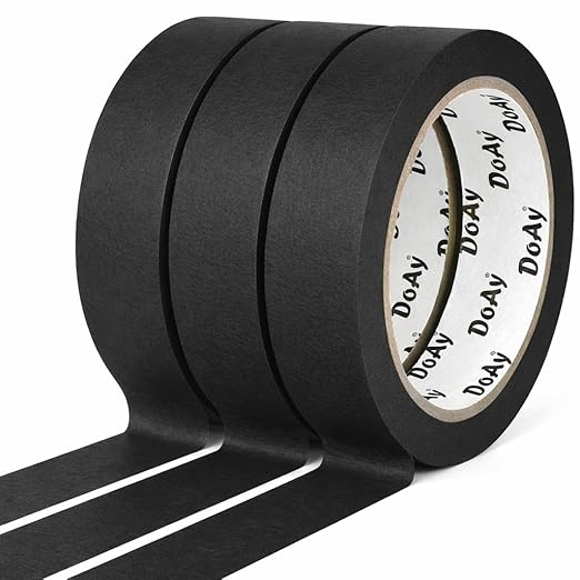 3 Pack Black Painters Tape - Masking Tape 1 Inch Wide - Multi-Surface, Smart Adhesion, Indoor & Outdoor - 270FT Total - Paint Tape for DIY, Labeling, Art, Car, General Purpose (#3910)