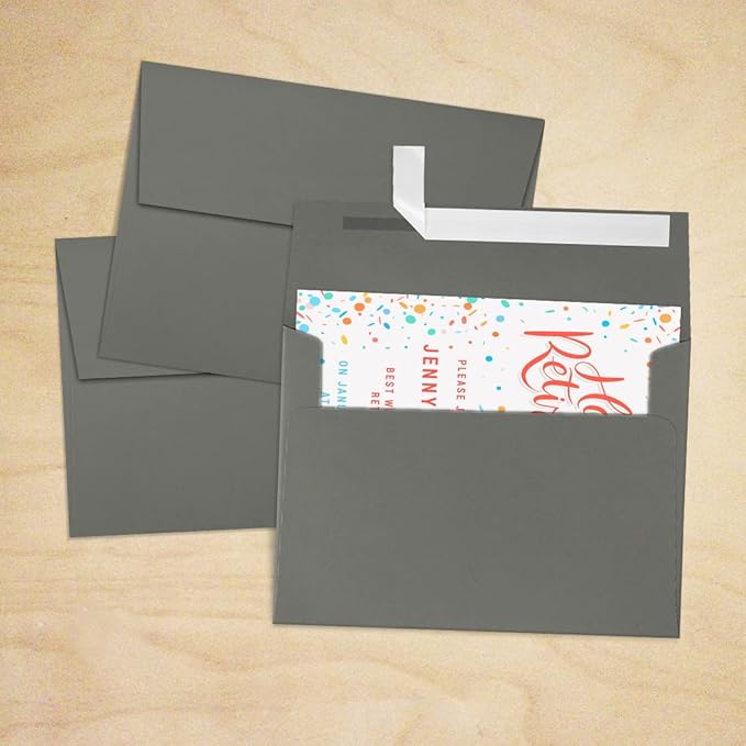 LUXPaper A7 Invitation Envelopes | Peel & Press | 5 1/4" x 7 1/4" | Smoke Gray | 80lb. Text | 250 Qty