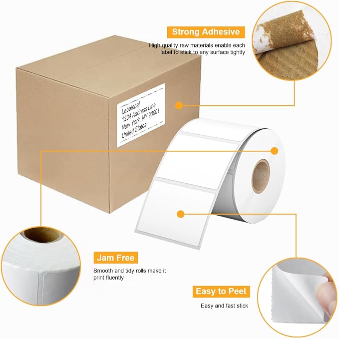 (8400 Pcs/3-Proof 1" Core) Labelebal 12 Rolls 3" x 2" Direct Thermal Label (76mm x 51mm) Multipurpose Shipping Address Mailing Barcodes Labels Compatible for Zebra 2844 & Rollo Desktop Label Printer