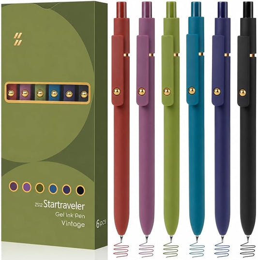 FIOVER Colored Gel Pens 6 Pack 0.7mm Medium Point Pens for Journaling | Quick-Dry Ink, Smooth Writing Colorful Pens for Note Taking, Doodling, Aesthetic Office School Supplies, Gifts for Women Men