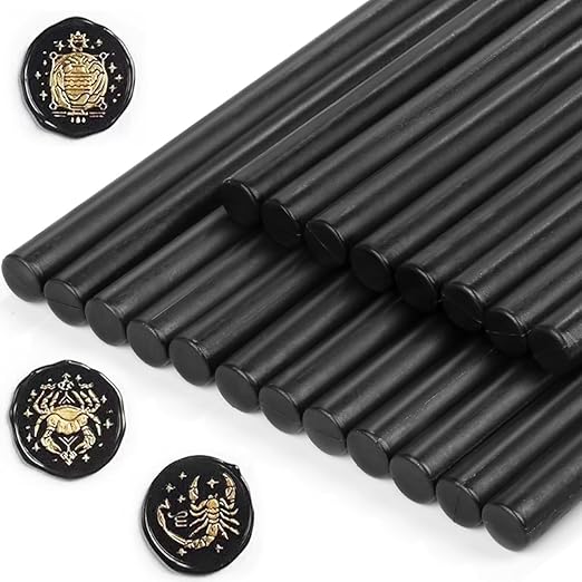 Sealing Wax Sticks, Paxcoo 20pcs Wax Seal Sticks, Glue Gun Sealing Wax Sticks for Wedding Invitations, Letter, Envelope, Cards and Crafts (Black)