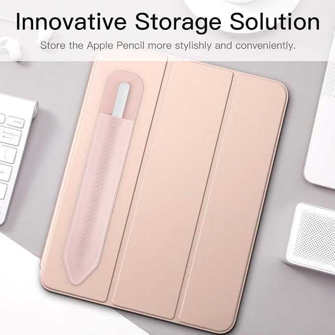 MoKo Adhesive Pencil Case Holder Sticker for Apple Pencil, 2Pcs Rose Gold | Elastic Pencil Pocket Pouch, Adhesive Sleeve, Attached to iPad Case, For Pro/USB-C/1st/2nd Gen and Similarly Stylus Pens