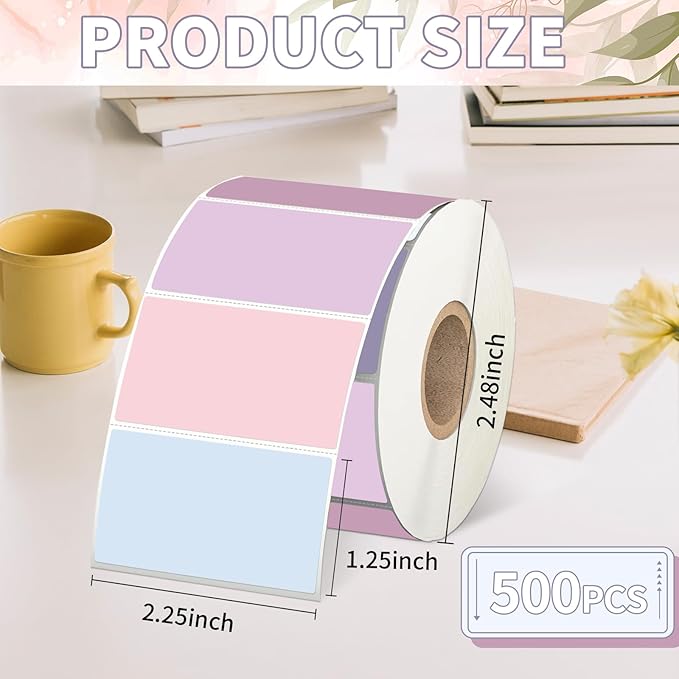 Starboling 2.25" x 1.25" Direct Thermal Labels,Self-Adhesive Printer Label for Address,Logo,Shipping,Barcodes,QR Code（Pink Gradient）