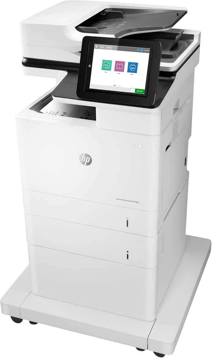 HP LaserJet Enterprise MFP M635fht Monochrome All-in-One Printer with Built-in Ethernet, 2-Sided Printing, Extra Paper Tray & Wheeled Stand (7PS98A)