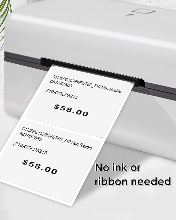 iEager White Square Thermal Label Stickers, 2"x2" Self-Adhesive Square Direct Thermal Labels with Perforation Line, 500 Sheets/Roll