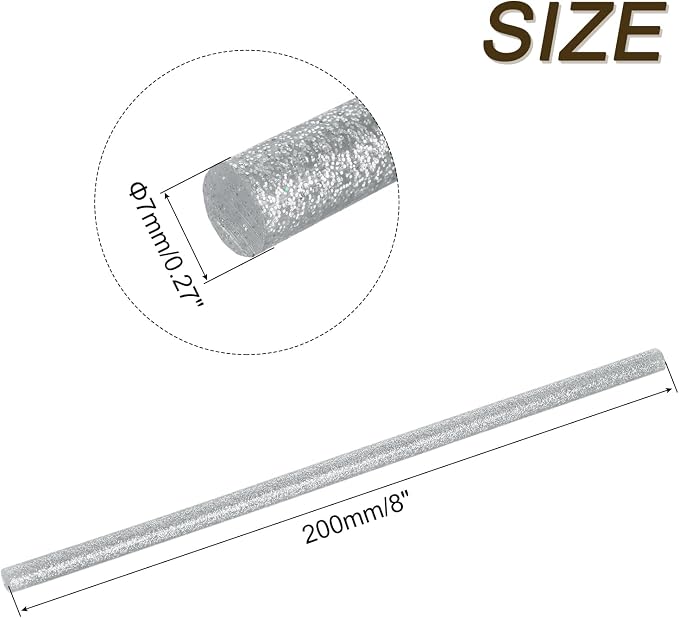 uxcell Full Size Hot Glue Gun Sticks 8"x0.27" Glitter Silver 30pcs | High Sticky,Small,Hot Glue Sticks for Glue Gun