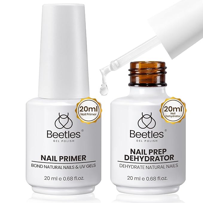 eetles 20ml 2Pcs Nail Dehydrator and Primer, Large Capacity Acid Free Acrylic Nail Prep Dehydrate and Primer for UV Gels Superior Bonding Professional Salons Set
