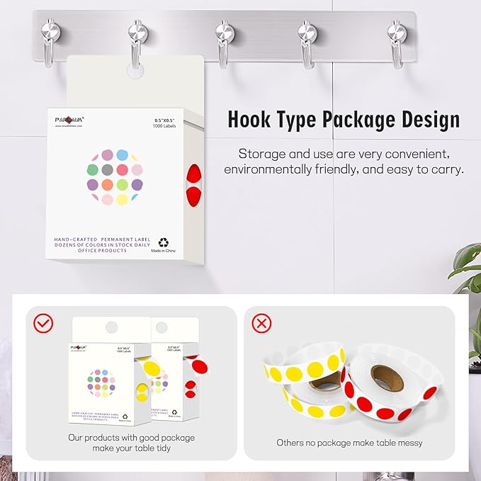 PARLAIM 1/2" Circle Dot Stickers 2 Rolls Pack 2000 Color Coded Labels for Home Commerce Business, Red + Yellow