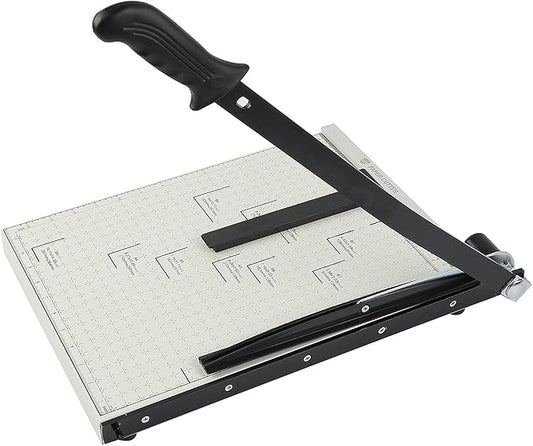 ZEQUAN 15 Inch B4 Guillotine Paper Cutter, Heavy Duty Stack Paper Trimmer with Metal Base, Guard Rail & Safety Lock, 10 Sheet Capacity for Office, Home, School
