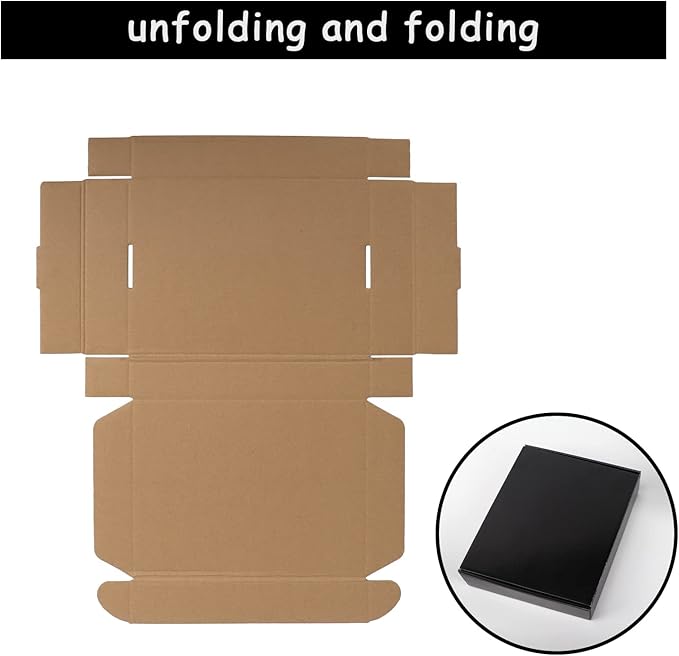 EXYGLO Shipping Cardboard Boxes for Small Business, Packing and Mailing, 11x8x2 - Pack of 25, Black