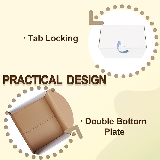 WIFTREY 10x8x6 inches Shipping Boxes White set of 15, 10 x 8 x 6 Corrugated Cardboard Boxes for Packaging Small Business, Moving, Mailing