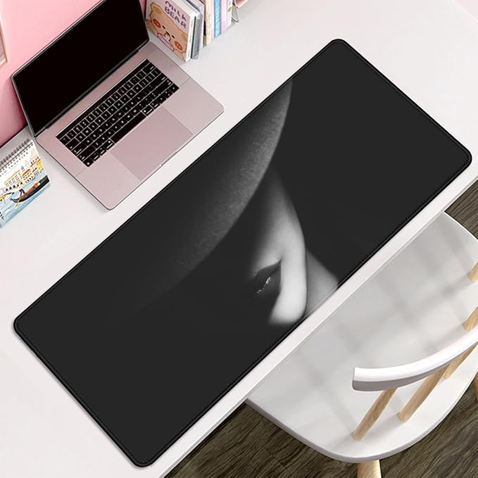Cool Mouse Pad Black Desk Mats Large Gaming Mouse Pad Big Mousepad | Stitched Edges Rubber Non-slip Girls Office Study XL Long Extended for Computer Keyboard Laptop PC